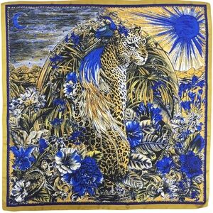 Silk like Leopard Print Head Scarf 35" Square Silk Hair Wrap